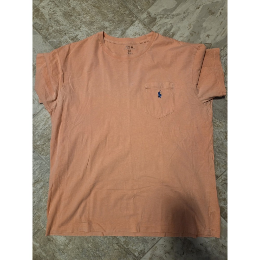 Polo Ralph Lauren Crew Neck Pocket Tee Orange Peach Size L - Picture 1 of 4